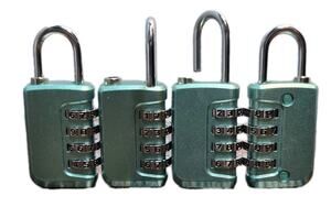 4 Pack of 4-Digit Combination Padlock for School, Gym, Locker Green Waterproof